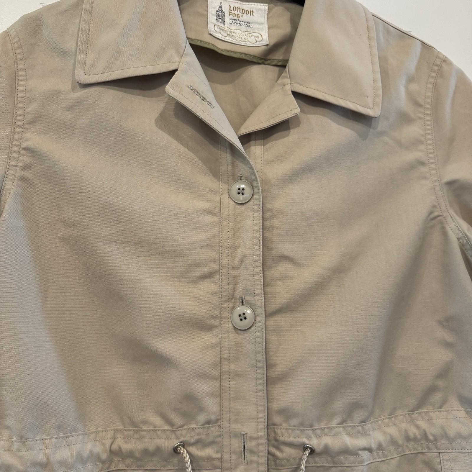 Vintage 70s London Fog Weatherwear Trench coat Jacket 14 Drawstring Lightweight