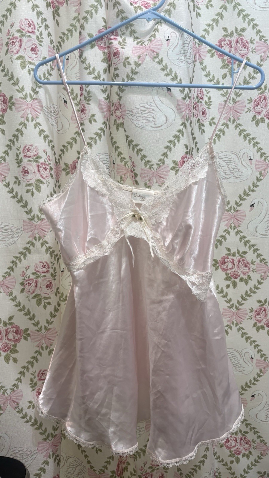 VTG Intimo Amore Ivory Lace Satin Camisole Princess Babydoll Vintage Large