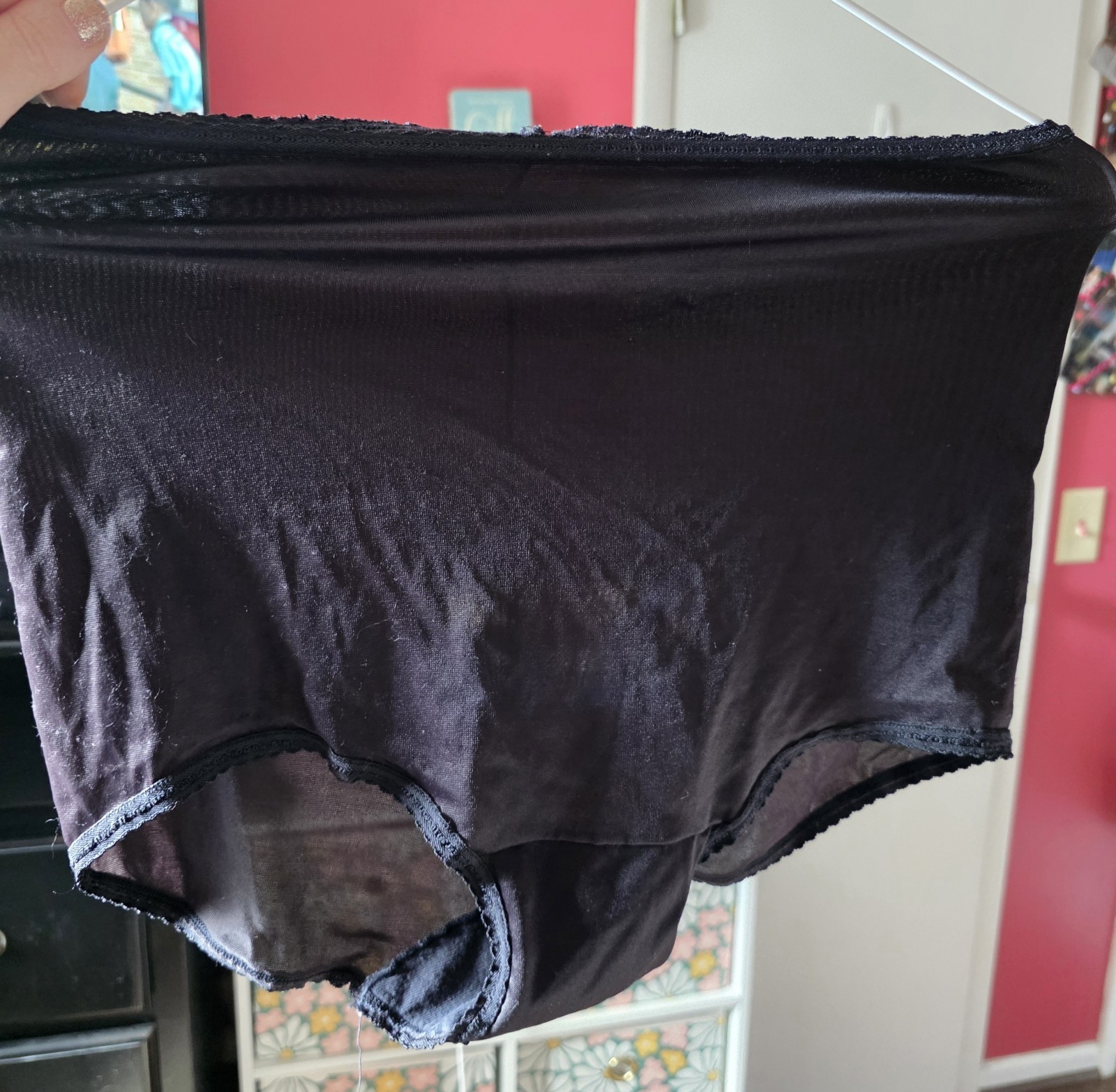Vintage BALI Black Nylon GRANNY Panties Sissy Secretary XL/8 #2633