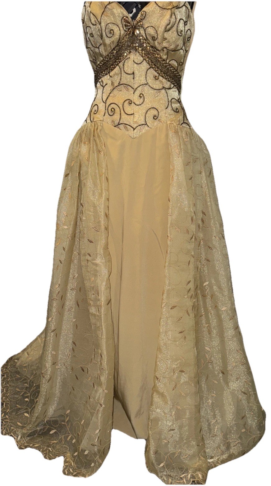 VTG NWT $5K MICHAEL CASEY COUTURE NEIMAN MARCUS GOLD STRAPLESS GOWN DRESS 10