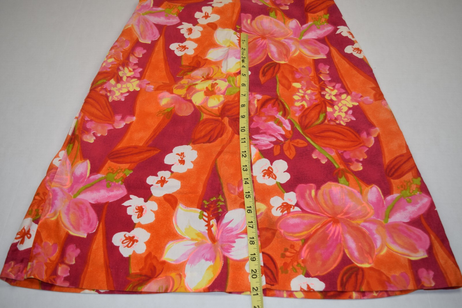 Vintage Sears Hawaiian Dress Size S/M 70s Sleeveless Orange White Yellow Floral