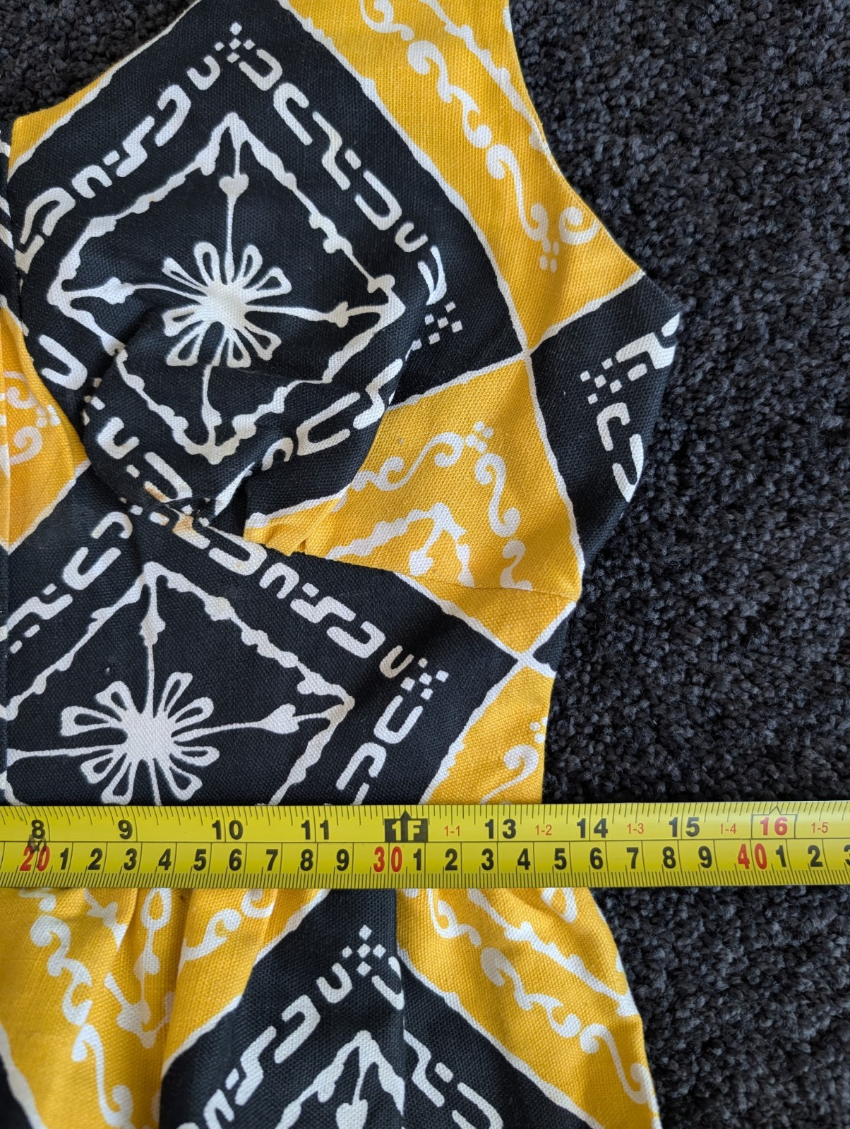 Vtg 70s Malama Hawaii Liberty House Maxi Dress MuuMuu Ylw & Blk Tribal Print XS