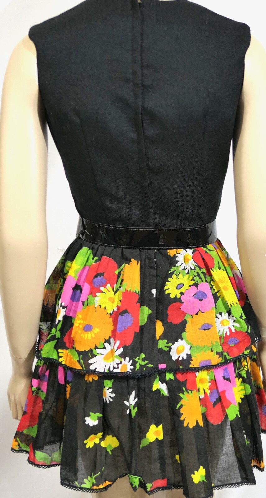 Vintage 60s Beeman Street Mod Go Go Twist Tiered Flower Power Mini Dess S/XS