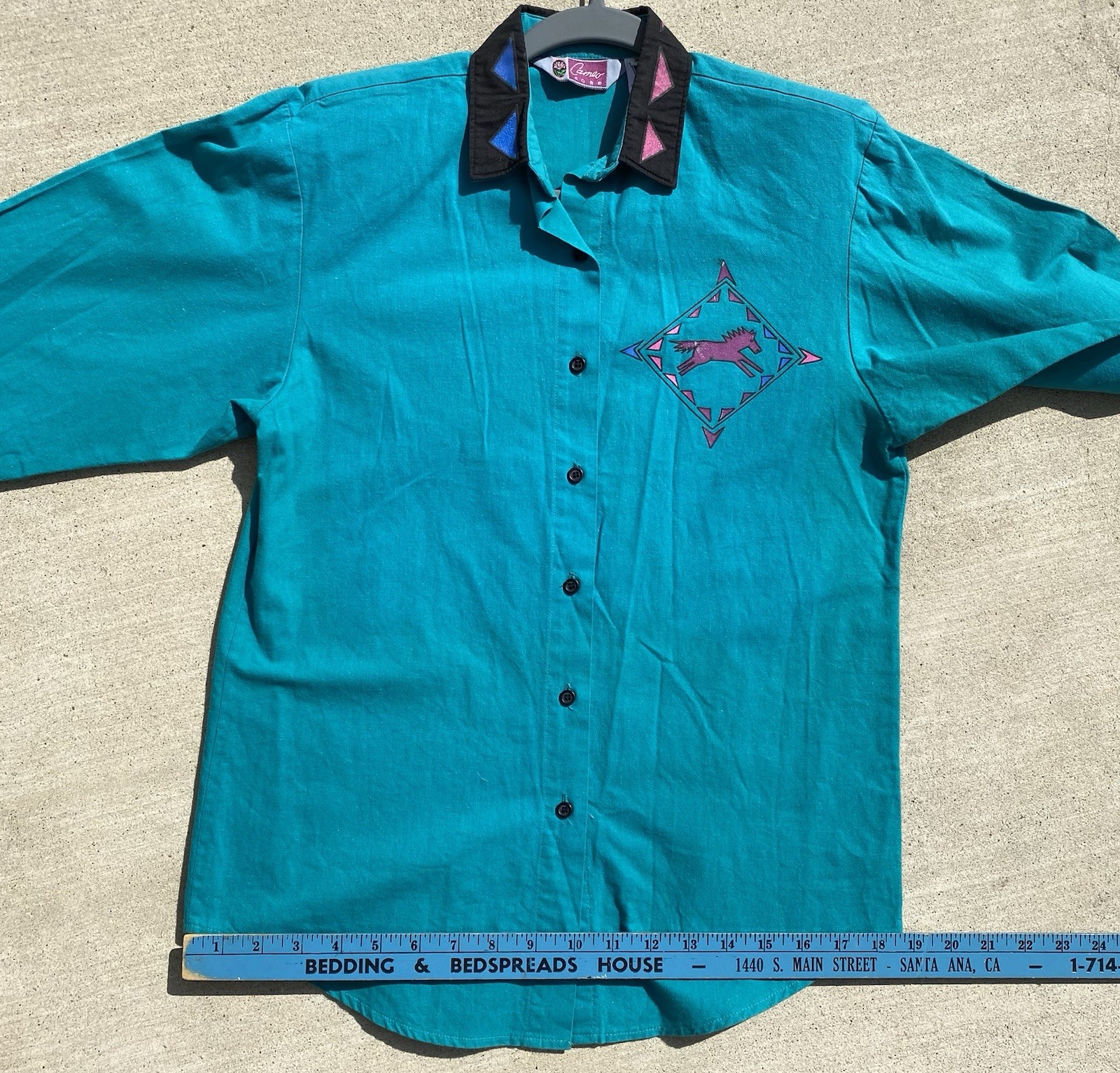 Vtg Cameo Rose Western Southwestern Shirt Top Blouse Horses 80s 90s Cowgirl XS