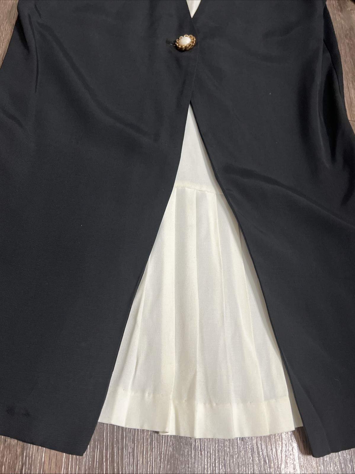 Vintage 80’s Drop Waist Office Midi Dress Petite 6 Black White Made USA