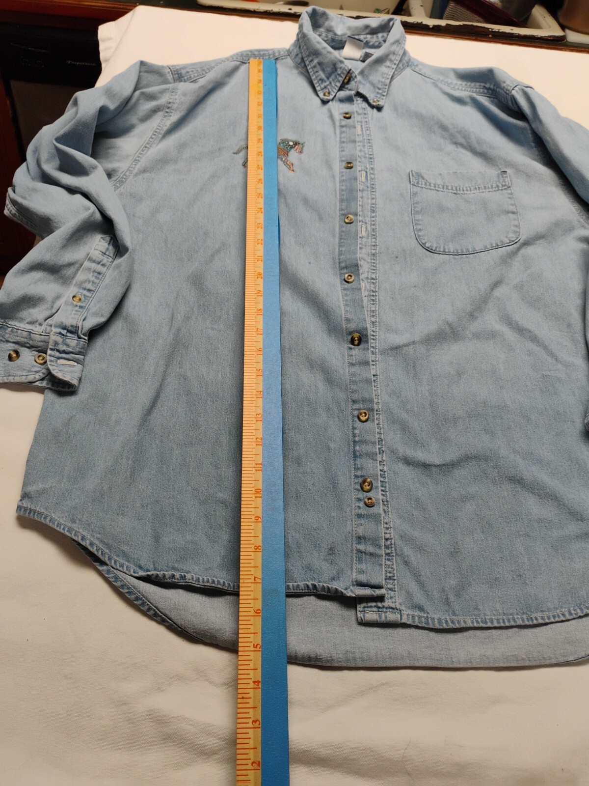 Horse Denim Shirt Adult XL Blue Equestrian Men Tribal Men 90s VINTAGE