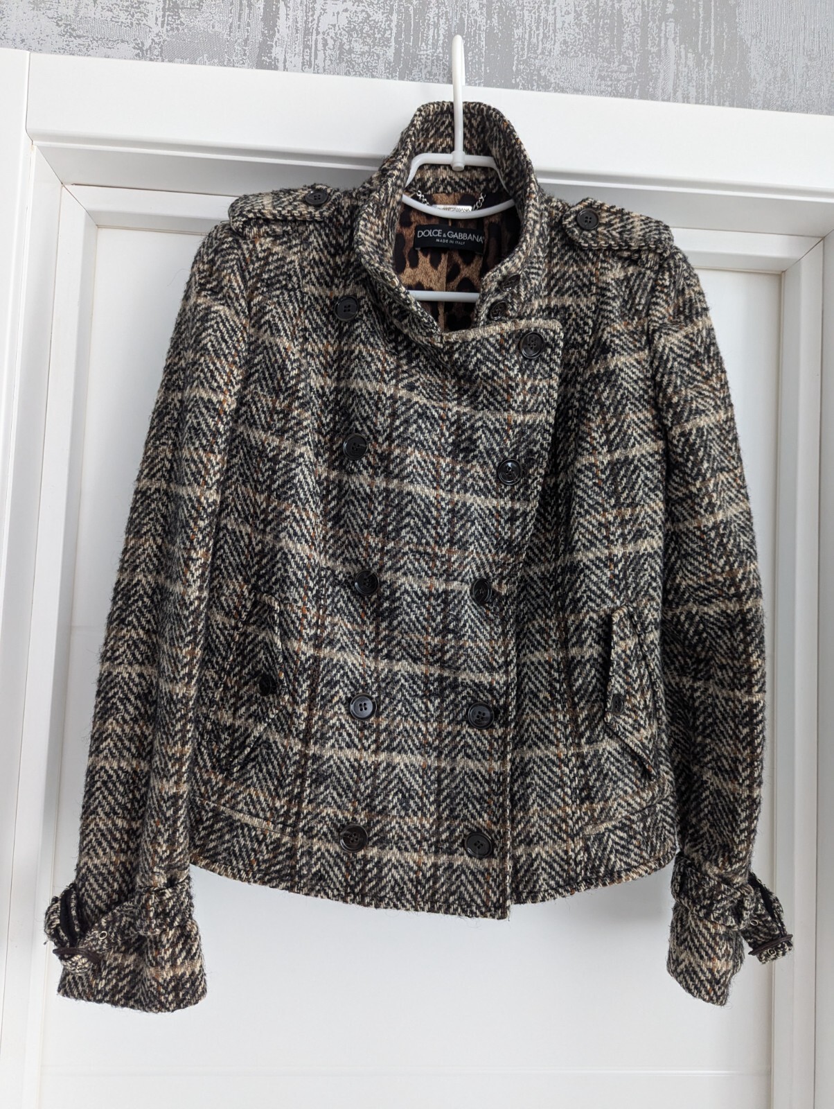 Dolce & Gabbana Wool Mohair Alpaca Short Coat Collar Double-Breasted Jacket 40 S
