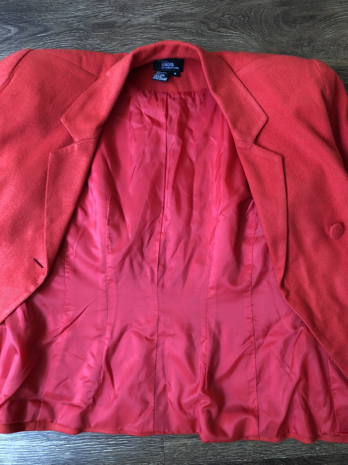 Vintage ’90s Red Double Breasted Military Style Blazer/Jacket Boutique Europa 6