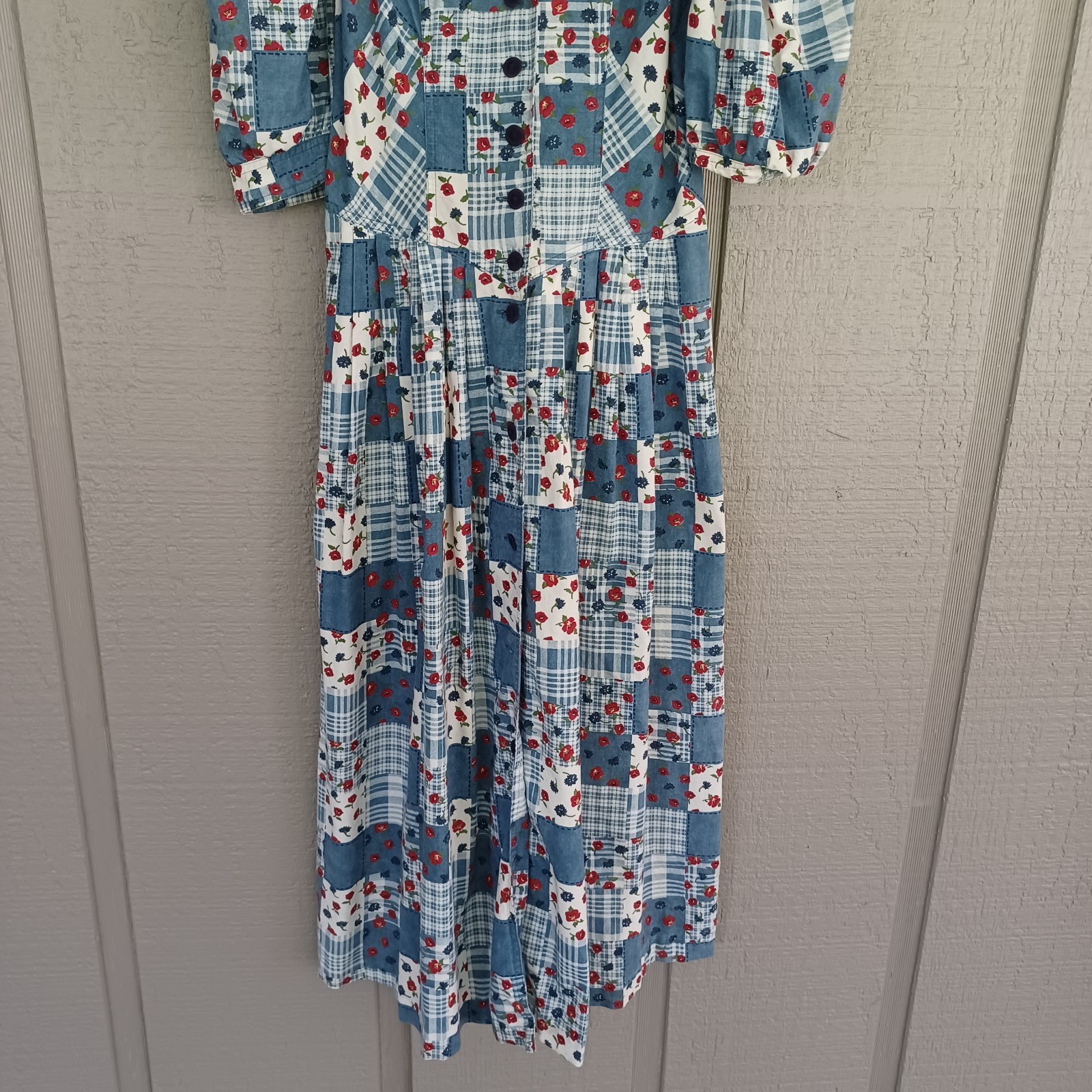 Salzburger Dirndl Vintage Floral Patchwork Midi Dress Size 36 Cottage Feminine