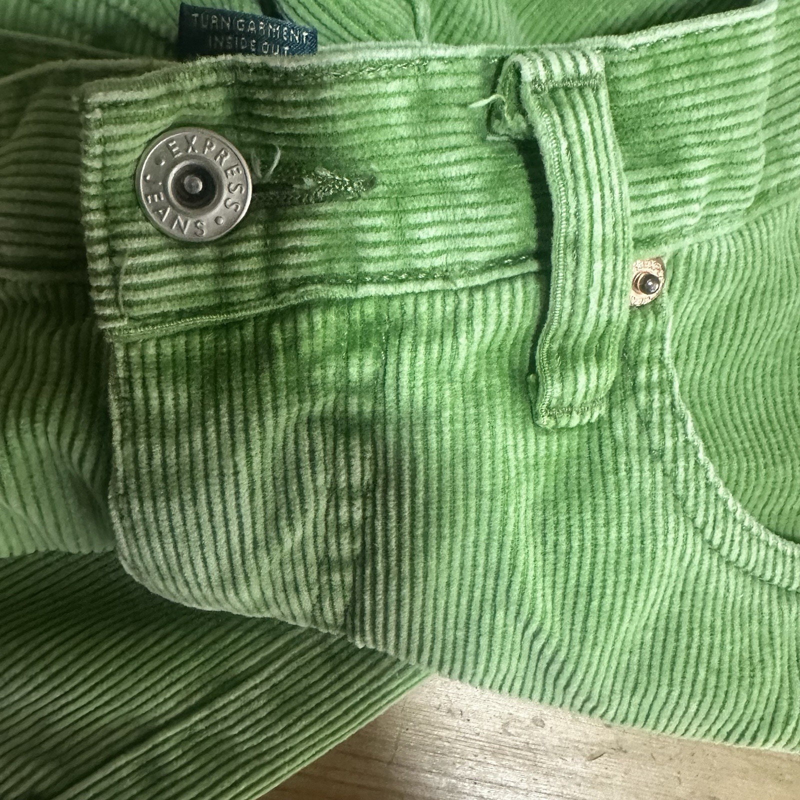 90’s/Y2K express Lime Green corduroy Pants Grunge Riot Girl Indie Sleaze Sz 6