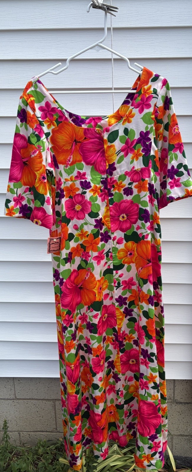 NWT RARE VTG Hilo Hattie Evelyn Wargolis Hawaiian Dress Luau Floral Maxi Size 12