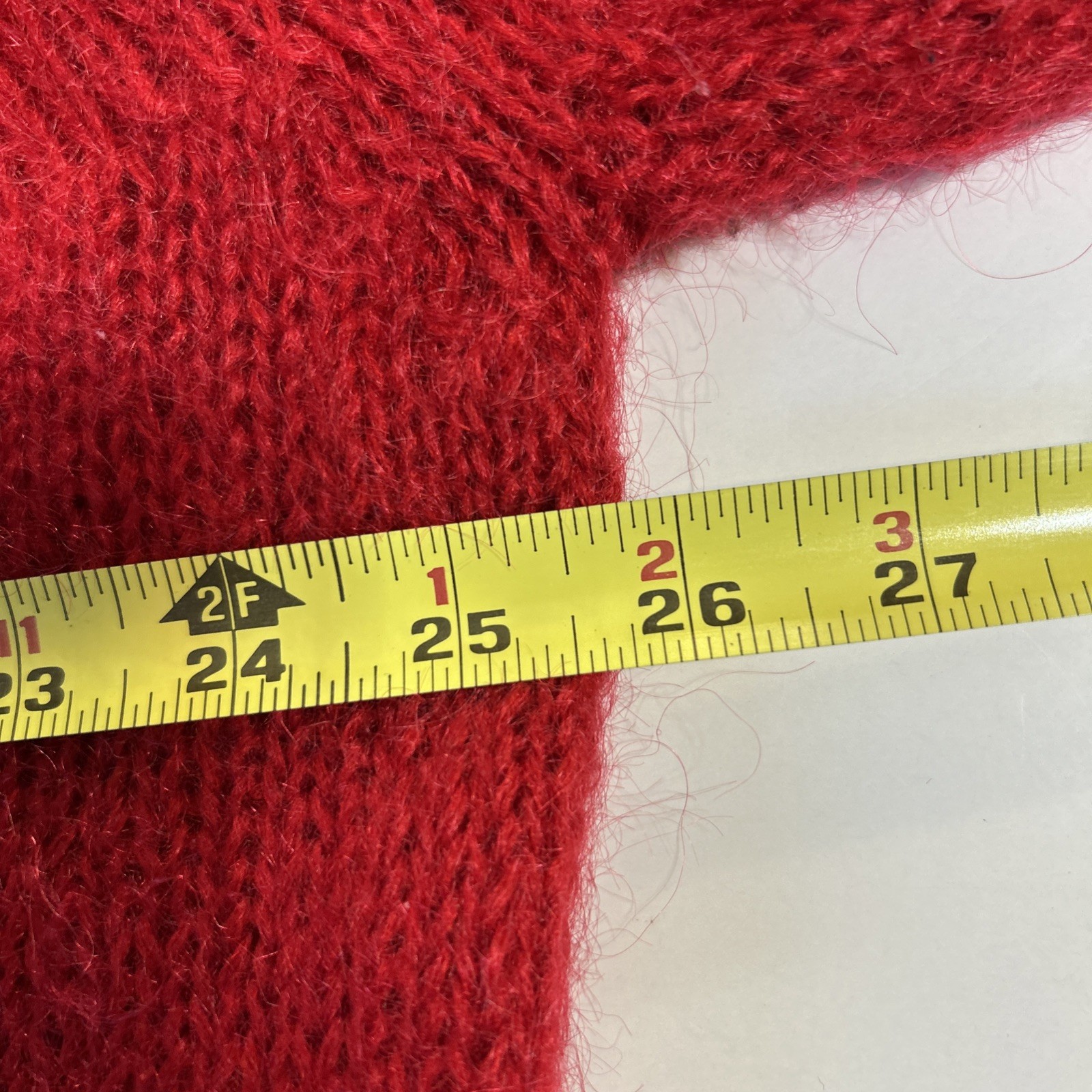 1980’S SWEATER MAURICE SASSON KIKIT RED MOHAIR MOCK TURTLENECK MEDIUM ZIG ZAG