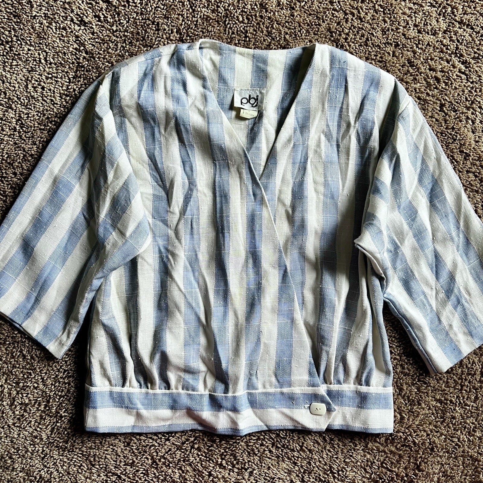 VINTAGE 70s PBJ Yacht Beach Women’s Victorian Jacket Shirt Button Cross Top Sz 9