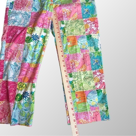 Lilly Pulitzer VTG Pants Women 2 Pink Multi Color Patchwork Coastal Floral