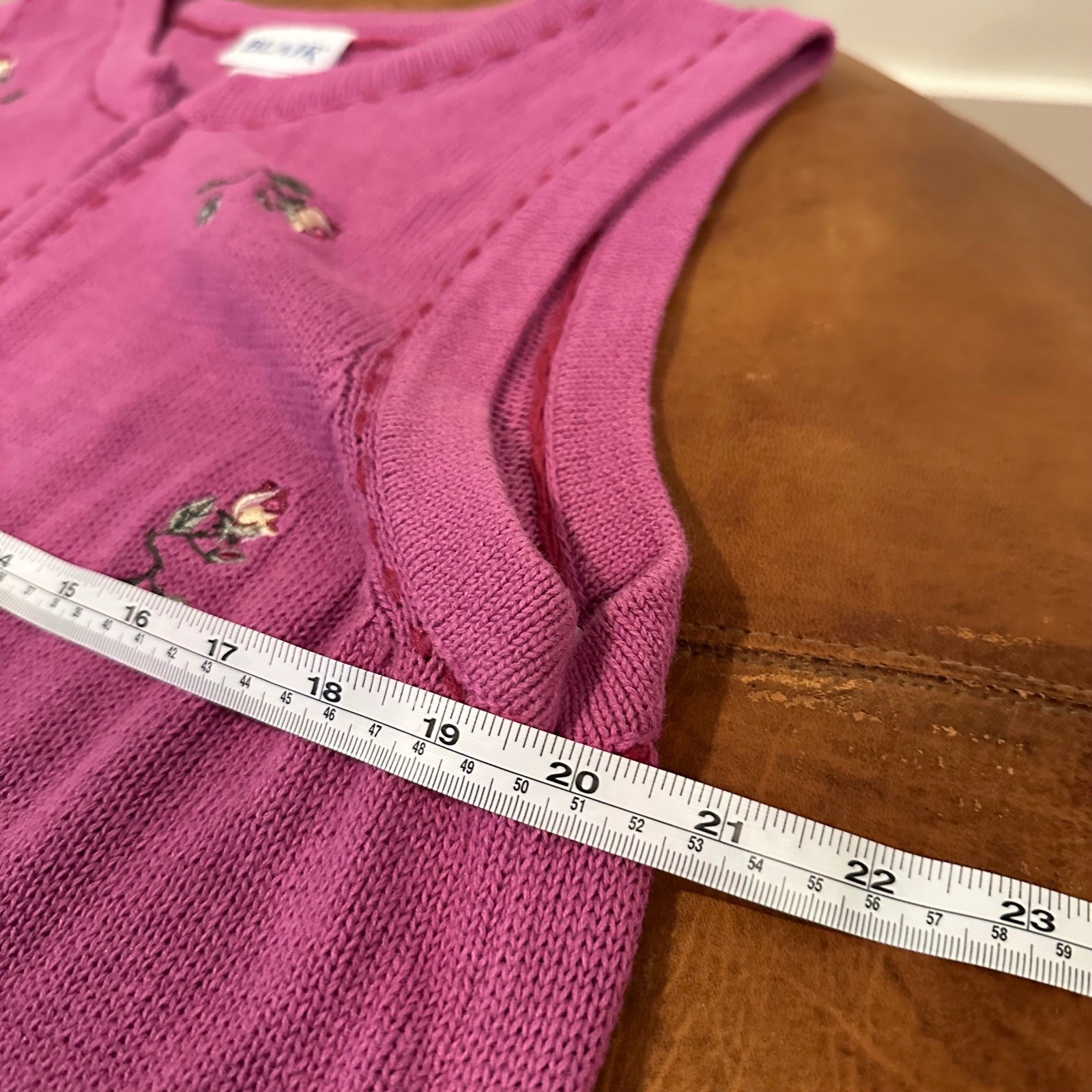 VTG Large Magenta Purple Floral Embroidered Zip Up Sweater Vest Cottagecore Twee