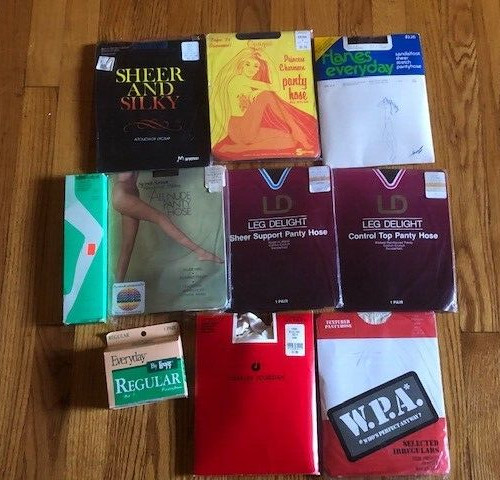 LOT OF 10 NEW VINTAGE PANTY HOSE NOS VARIOUS SIZES/COLORS