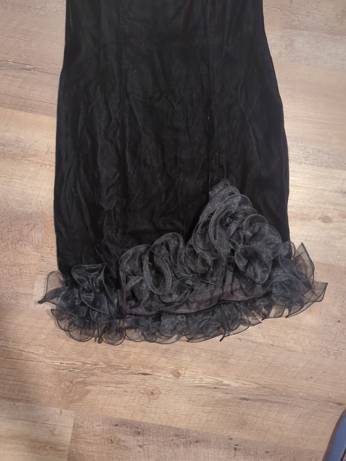Vintage 1990s Designer Goth Black Velvet 1980s Unique Party Dress Cocktail S
