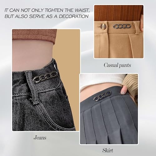 4 Sets Adjustable Jeans Button, No Need to Sew Detachable Button Gun Silver