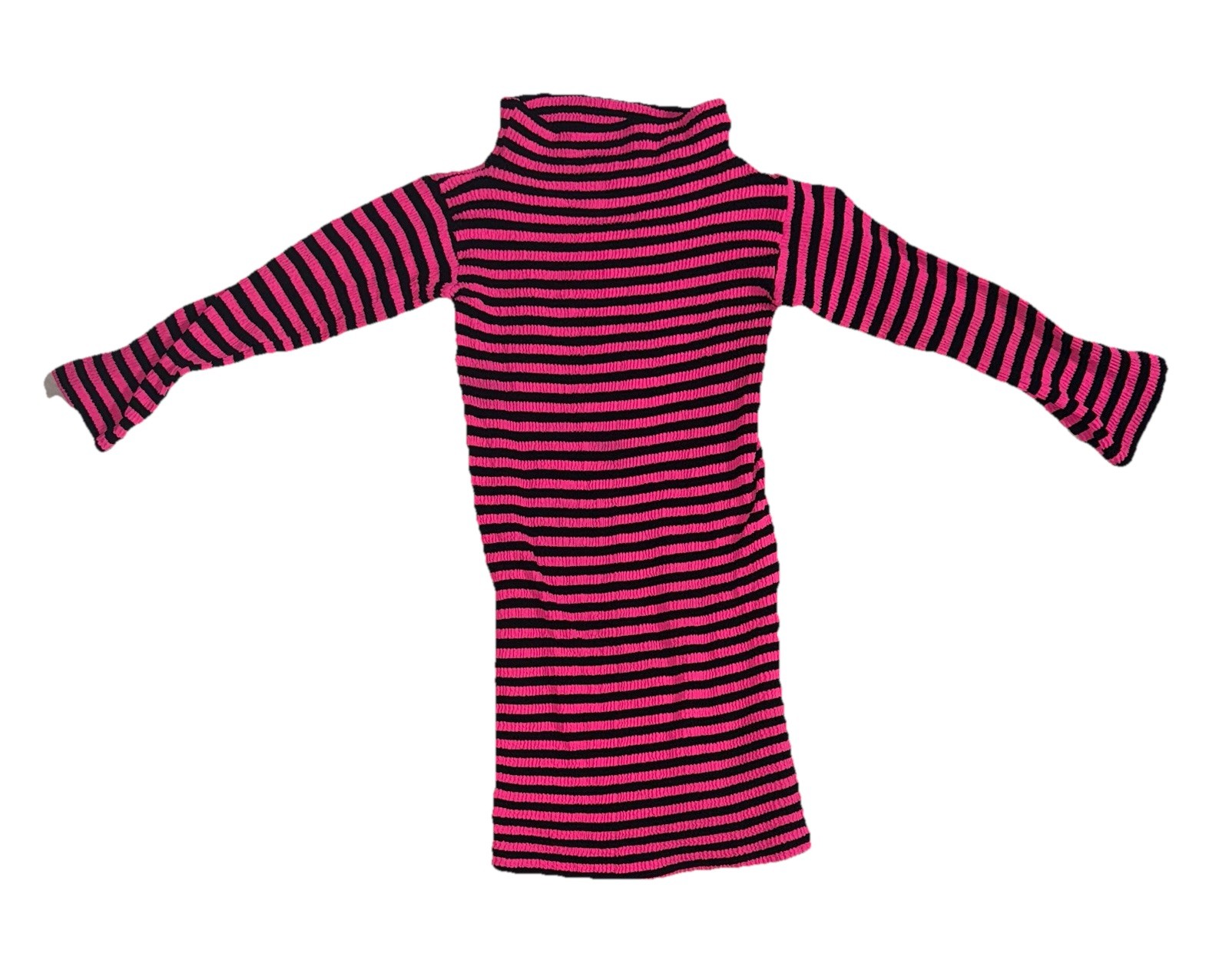 Vintage 80’s Bodycon Pink And Black Striped Dress Small/Medium