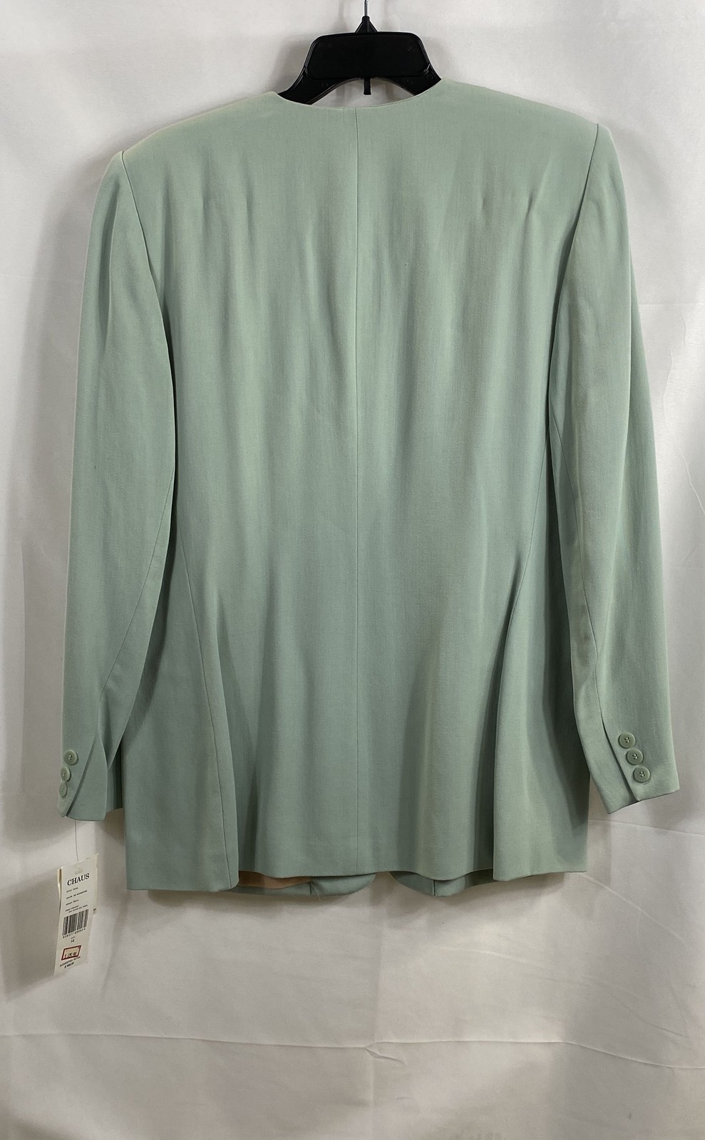 Vintage 90s Chaus Women’s Moonstone Green Rayon Wool Longline Blazer Jacket Sz14