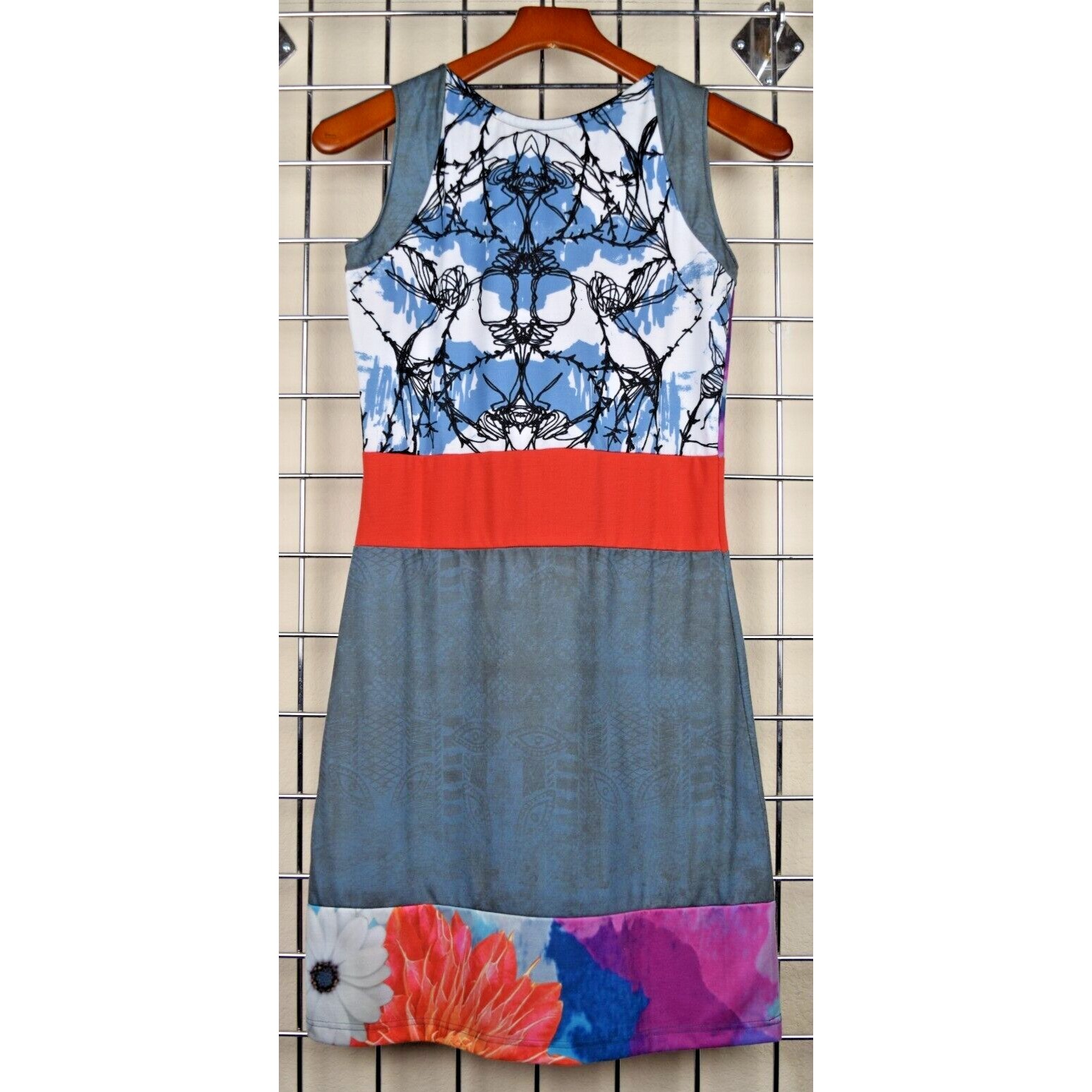 Vintage Mini Dress Avispada Size S/M 90s Bright Big Color Patchwork Soft Stretch