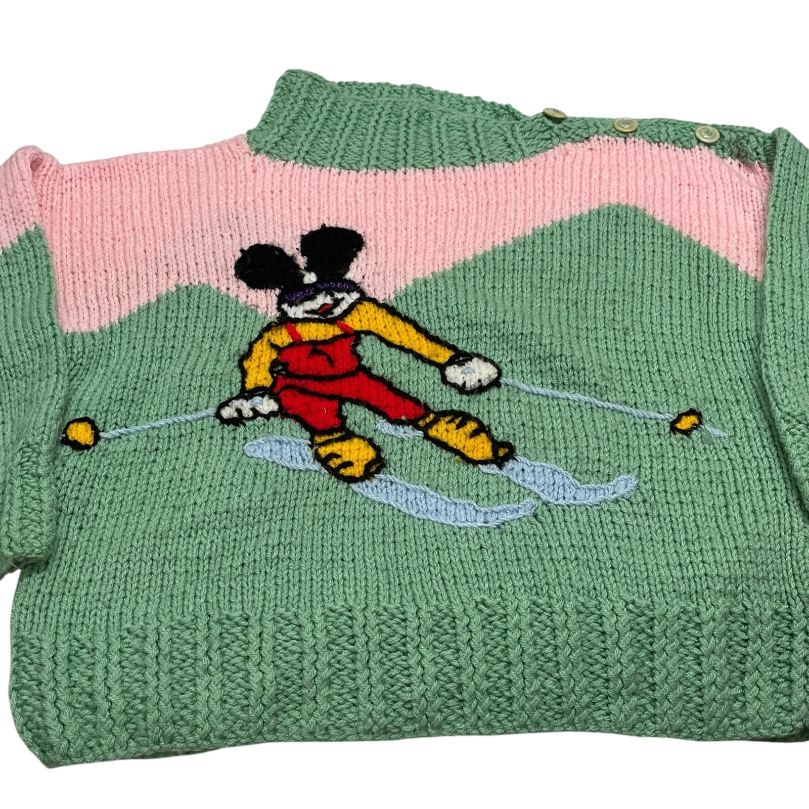 Vtg Michel Bachoz Colette Nivelle Paris Sweater Handmade Disney Mickey Mouse