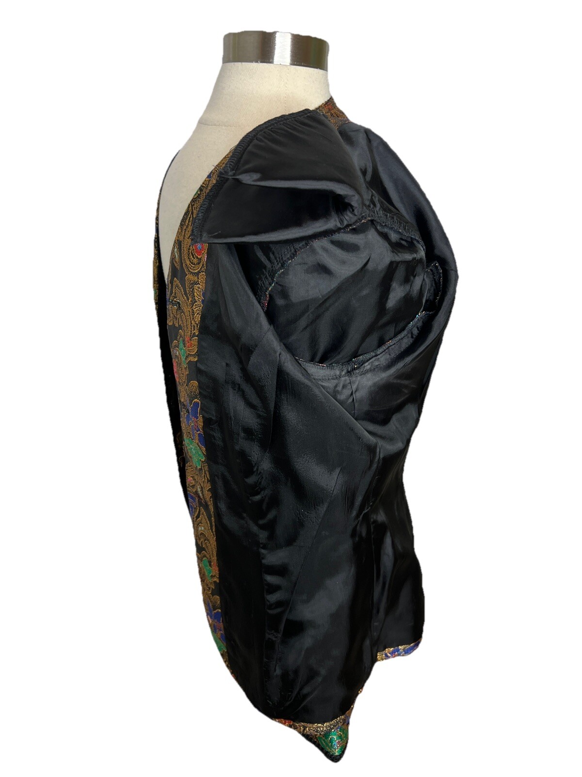 Vintage 80s Talbots Kathryn Conover Metallic Gold Floral Brocade Jacket Size 6