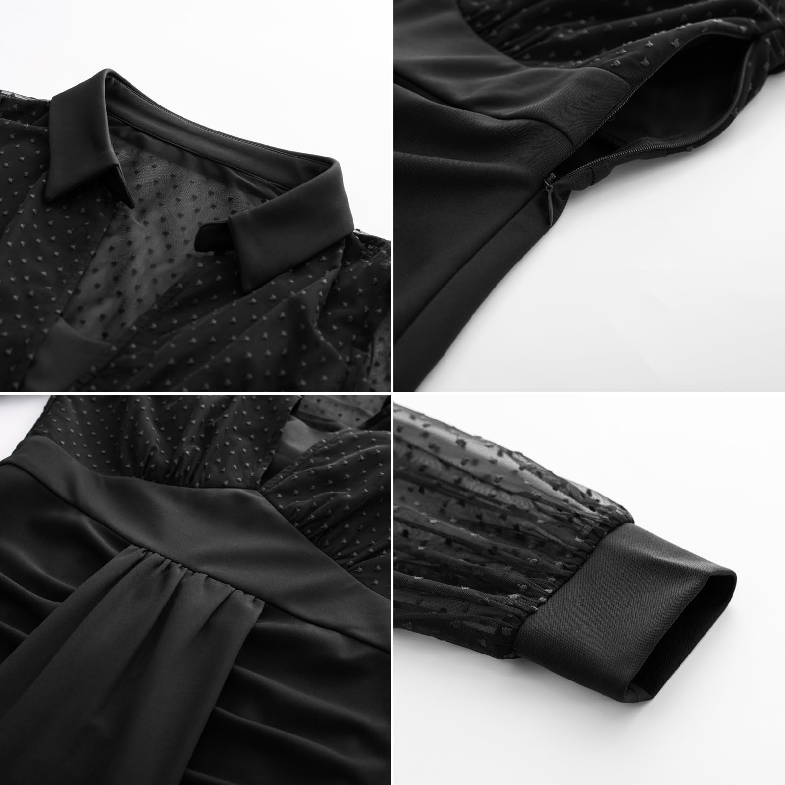 Belle Poque Womens Vintage Dress Mesh Long Sleeve Dresses | Ruched Dress,Mesh…