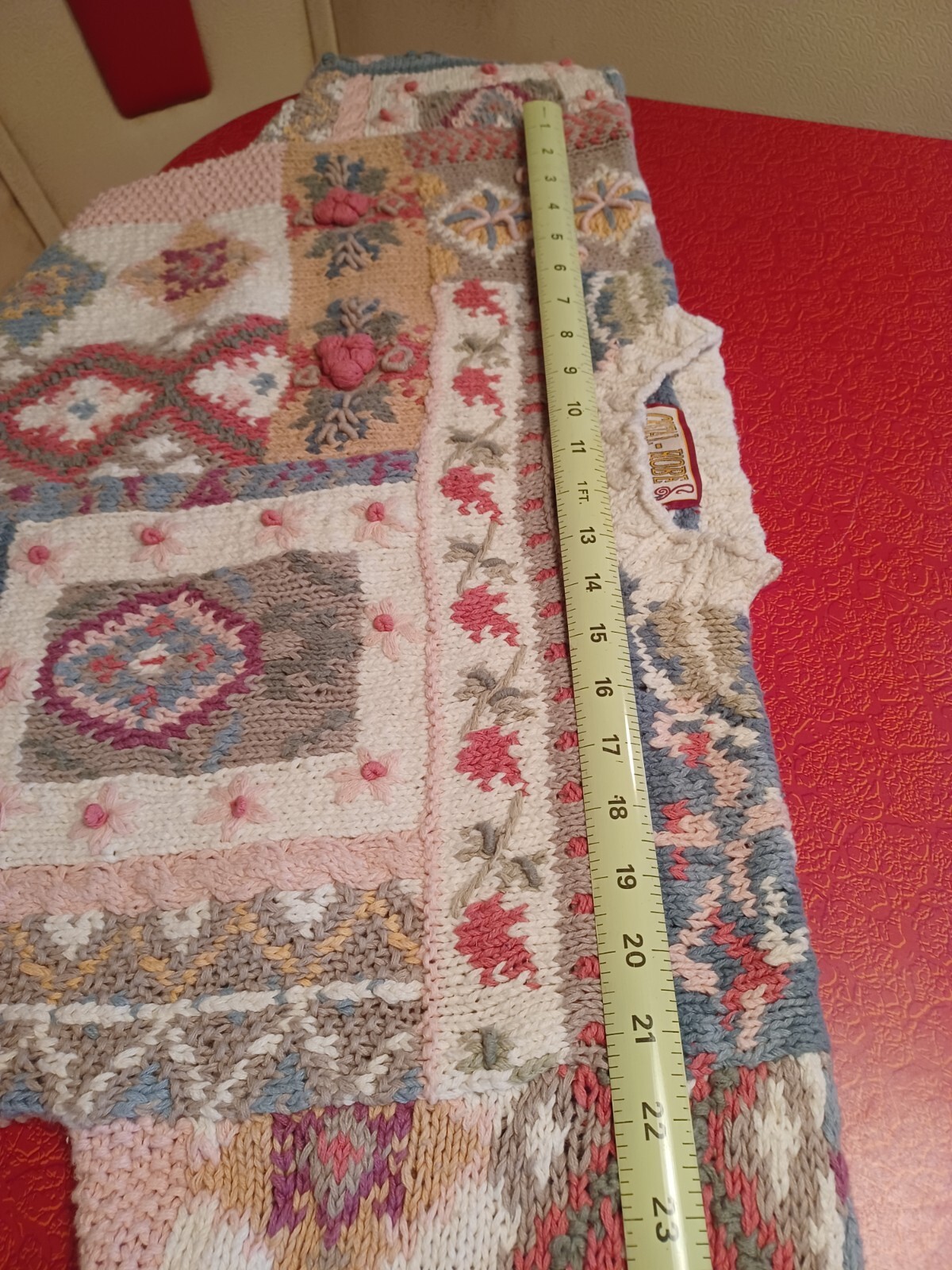 Vintage ’80s ’90s Crystal Colby Sweater Cottagecore 3-D Knit Cotton Unique S