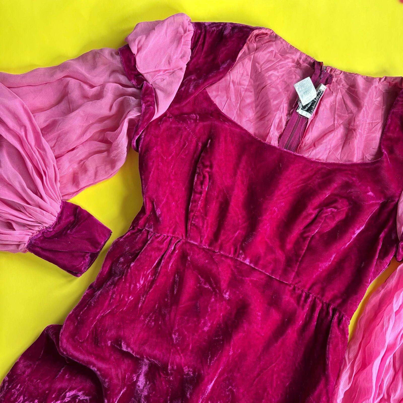 Vintage 60s 70s Emma Domb Renaissance Long Sleeve Full Length Velvet Dress Size