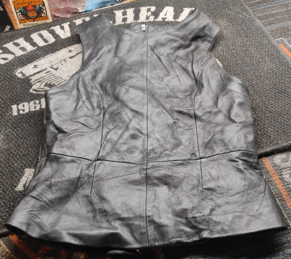Vintage Pelle Studio Wilsons Black Leather Motorcycle Vest Women’s S/M
