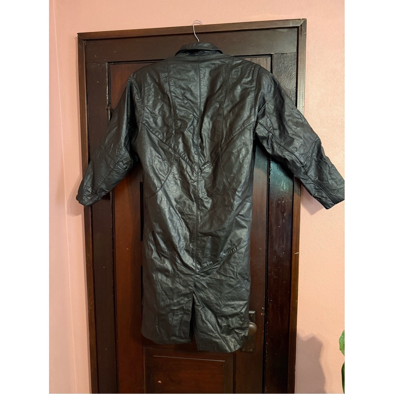 Wilsons Leather Black Long Women’s Leather Trench Coat Thinsulate Vintage