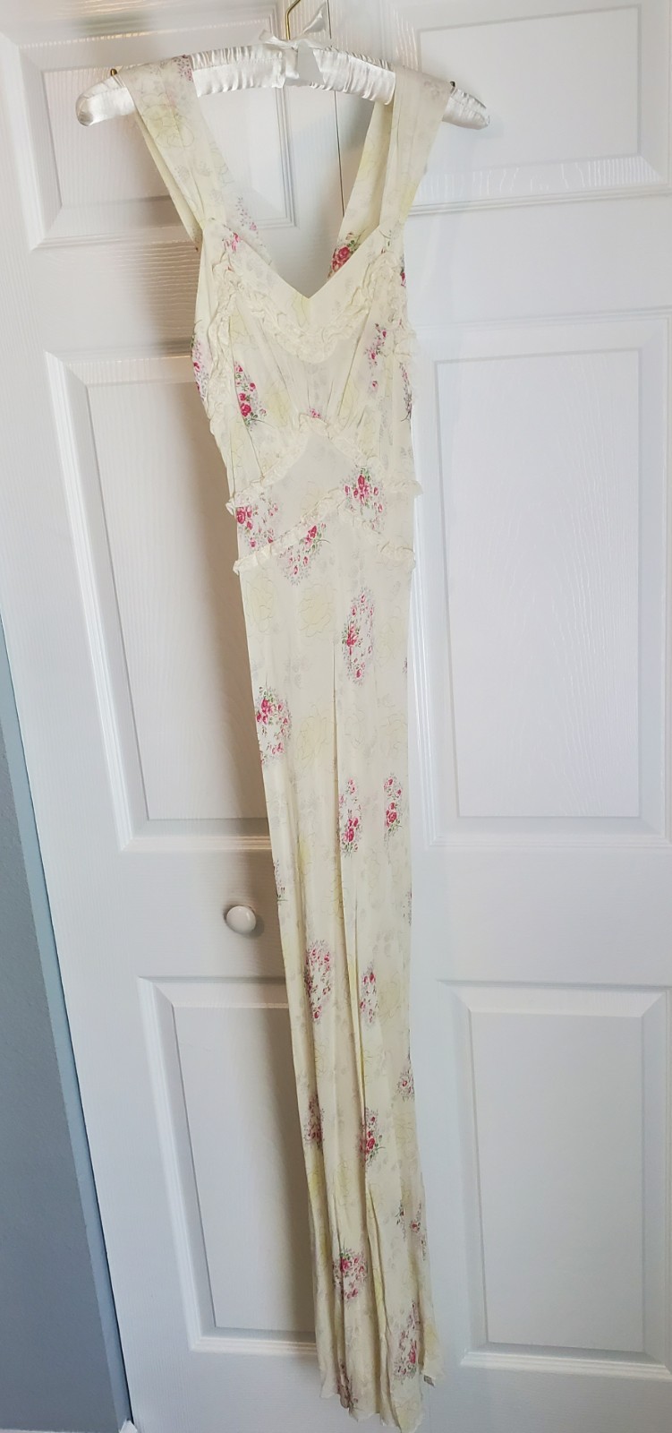Vintage Trousseaux by Terris Floral Chiffon Gown & Robe Set Lace Empire Waist