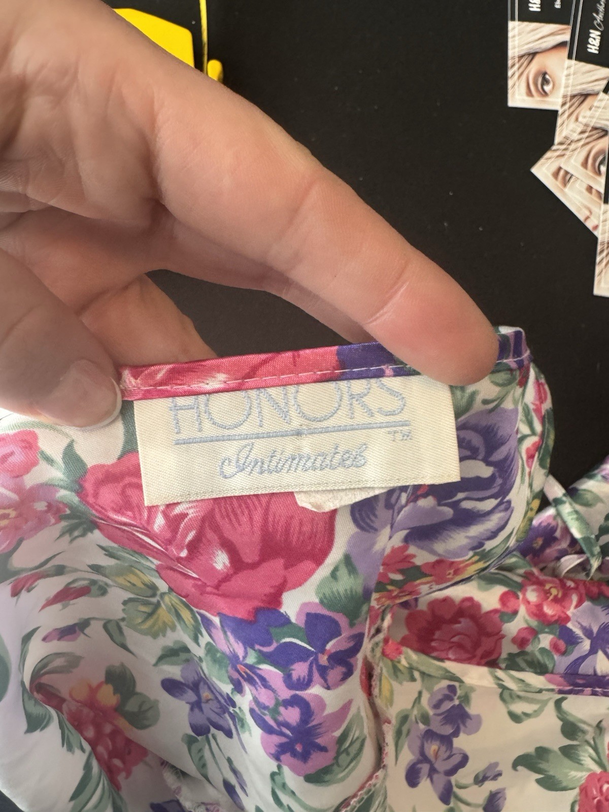 Intimates Floral Sleeveless Garden Party Babydoll slip Dress Coquette VTG L
