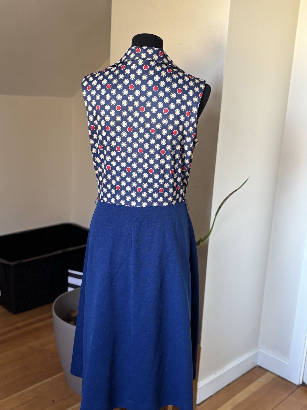 Vintage Polka Dot Dress Blue Red And Cream