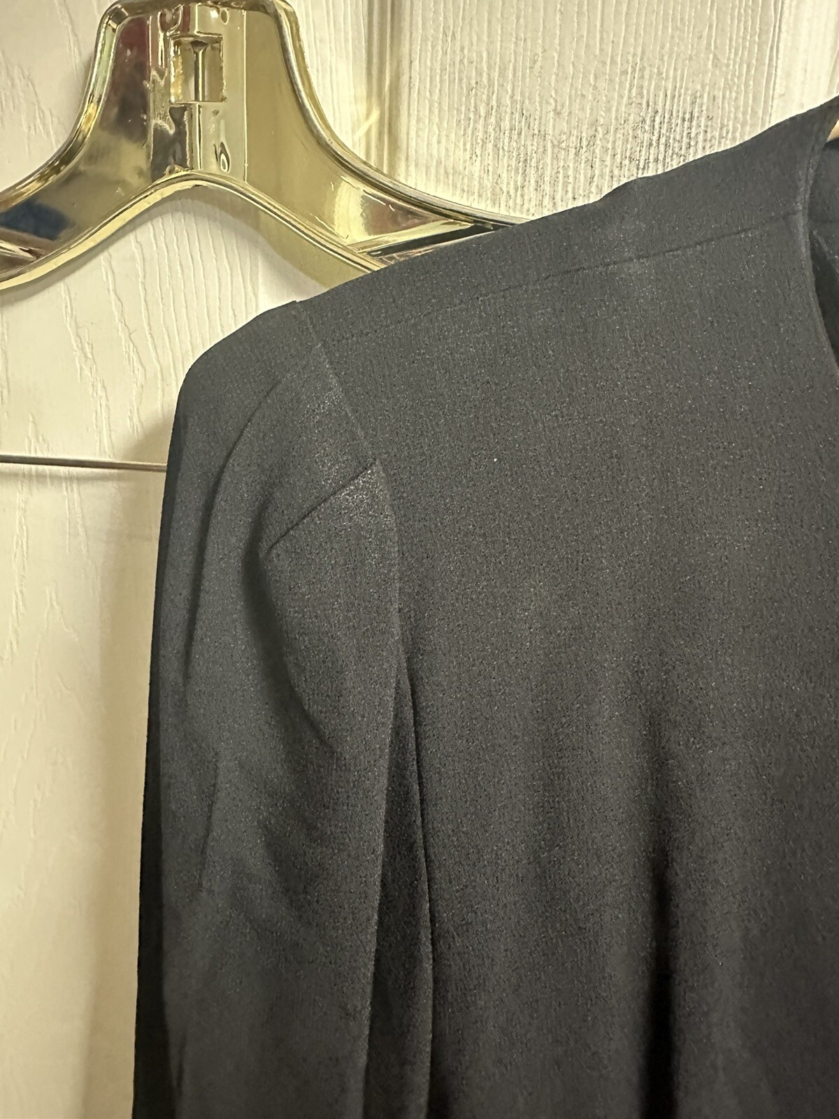 90s ST. GILLIAN Black SILK Blend PEPLUM Dress Belt Small 6 Kay Unger 32 Bust VNT