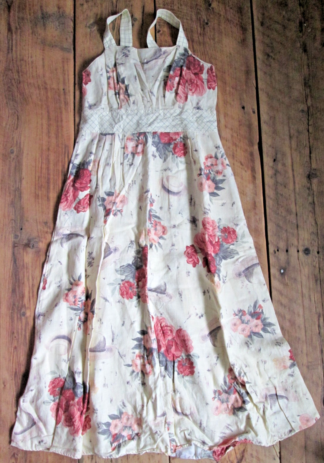 Vintage Carol Anderson California 100% Linen Dress 10 Shabby Floral Sleeveless