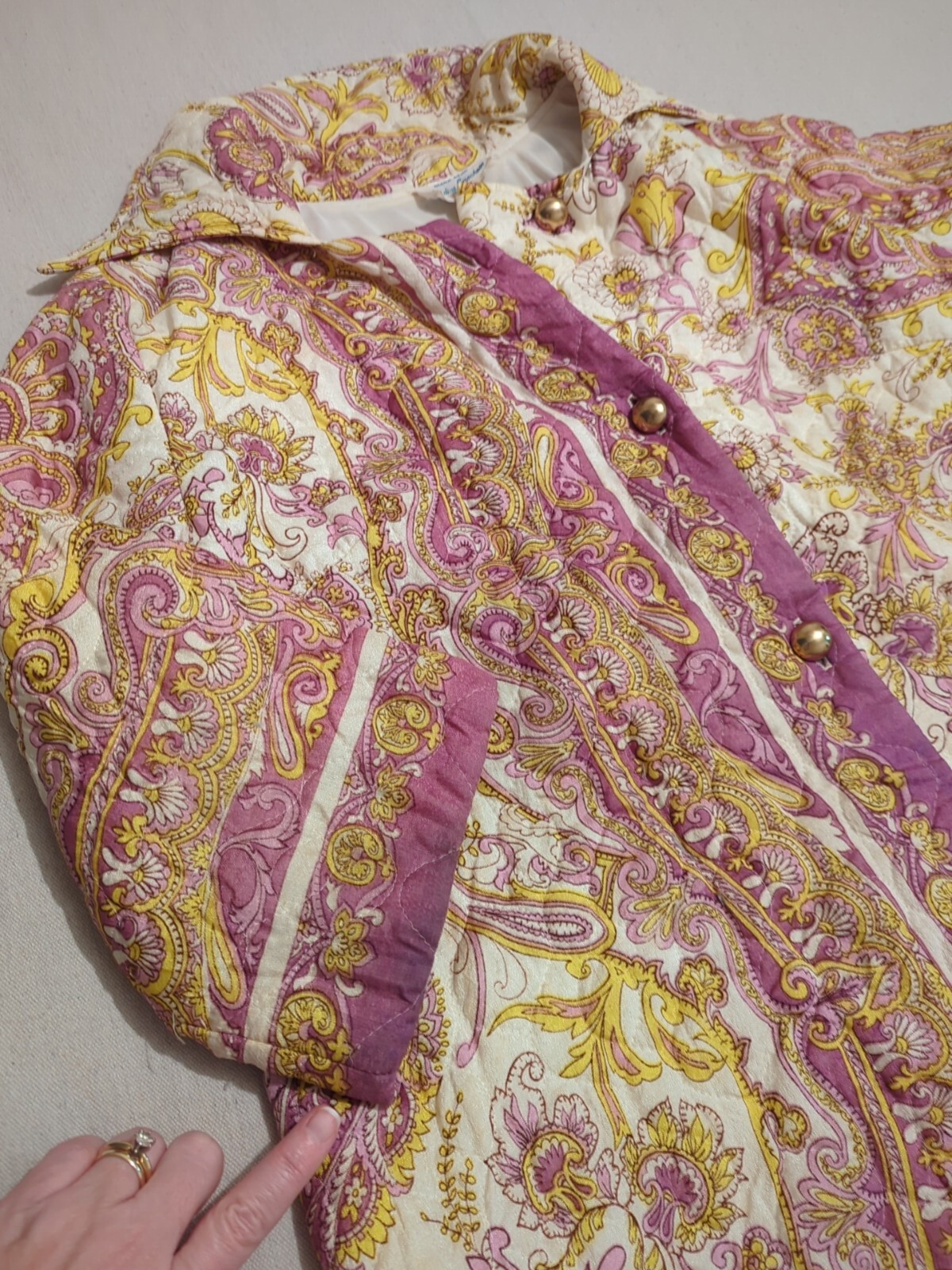 Vtg 1960’s Diana Dean By Julius Lonschein Quilted Coat Size Lg • Light Weight
