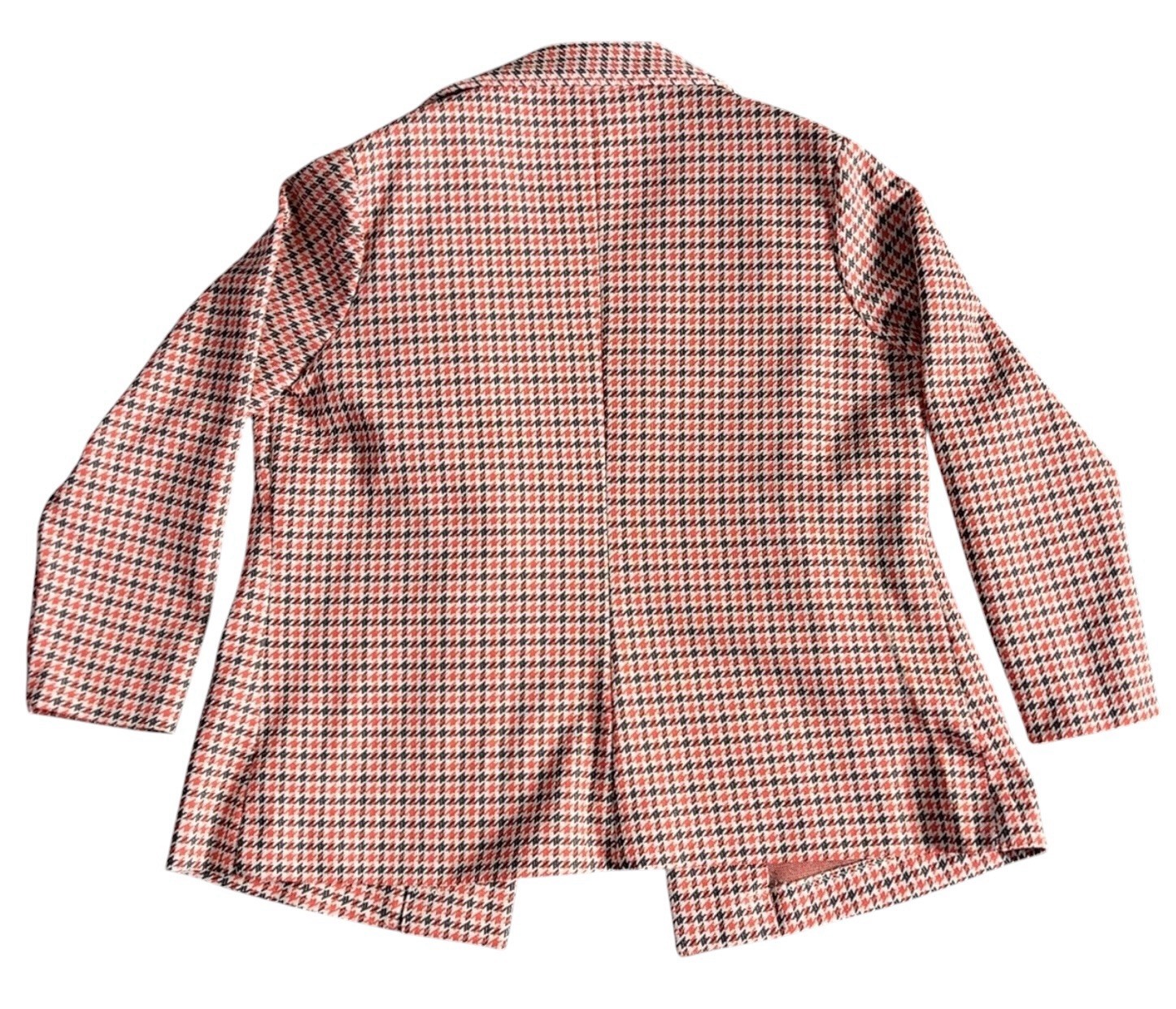 Vintage Ina Carol 70s Houndstooth Single Breasted Dagger Collar Blazer Jacket