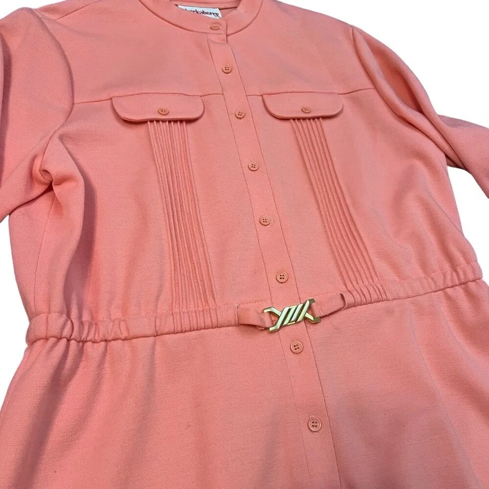 Cheekaberry Vintage Coral Pleated Pocket Belted Dress