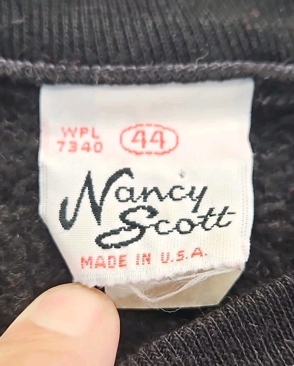 VTG 70s 80s Nancy Scott Pullover Puppy Dog Shirt Sz 44 Black 3/4 Sleeve USA Made