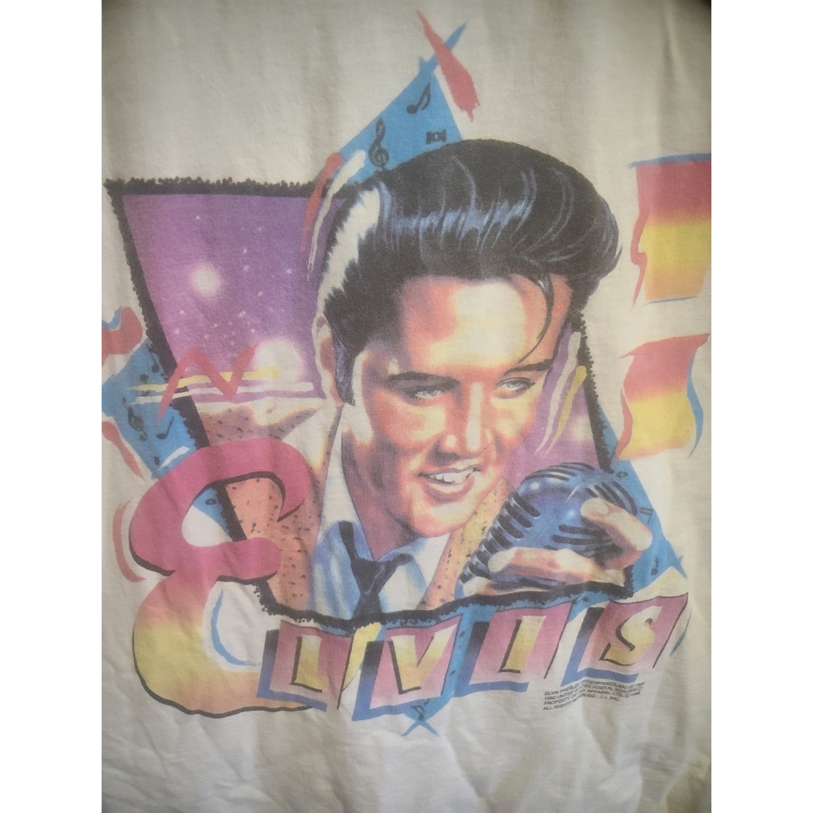 Vintage 1988 Elvis Presley T Shirt Large White Anvil Single Stitch USA Made 80s