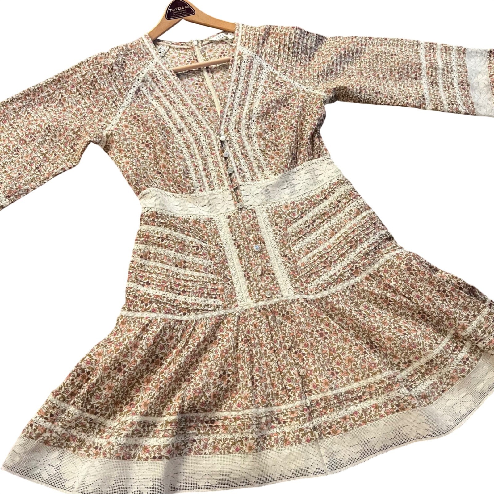 Veronica Beard Addilyn Floral Lace Prairie Boho mini Dress Sz 8 Read EUC