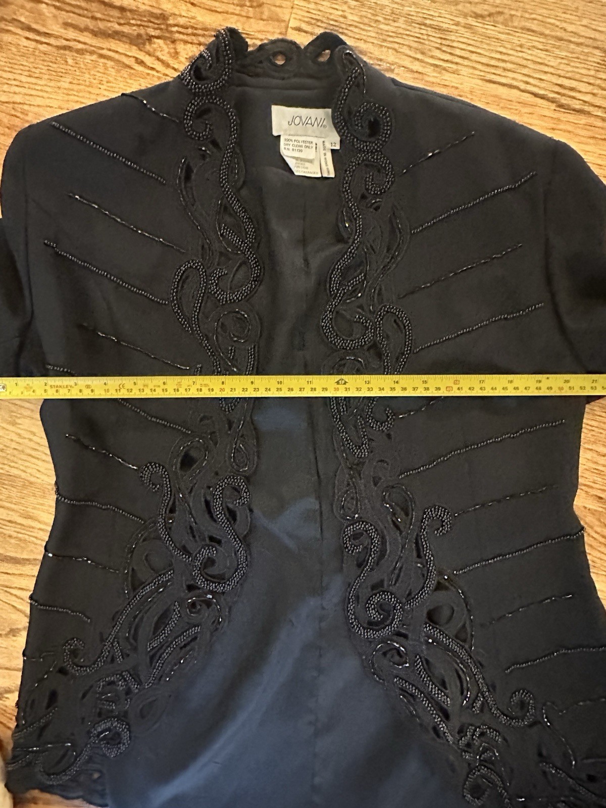Vintage Jovani Dress Suit Size 12 Beaded Black Jacket / Skirt Evening Set Rare