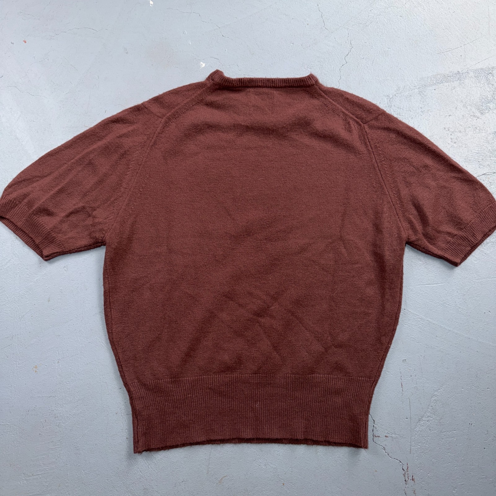 VTG 50s Penneys Brown Short Sleeve Knit Sweater Womens 36 Rockabilly 1950s Rare