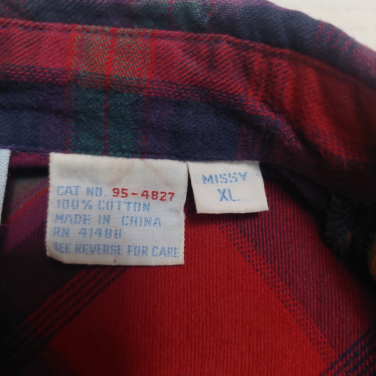 QPS Missy XL Western Mixed Plaid Floral Embroidery Button Down Flannel Pocket