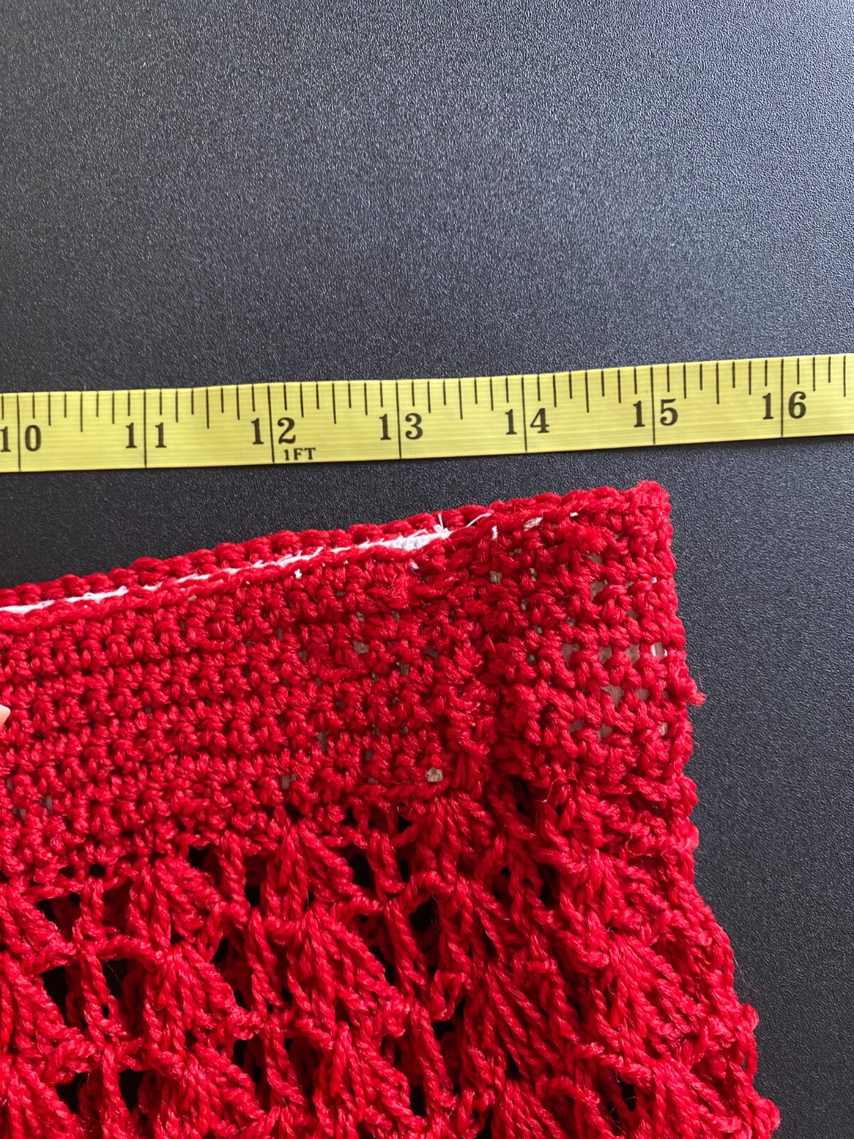 Vintage 1970s Red Crochet Handmade Midi Skirt Boho Retro Chic S/M