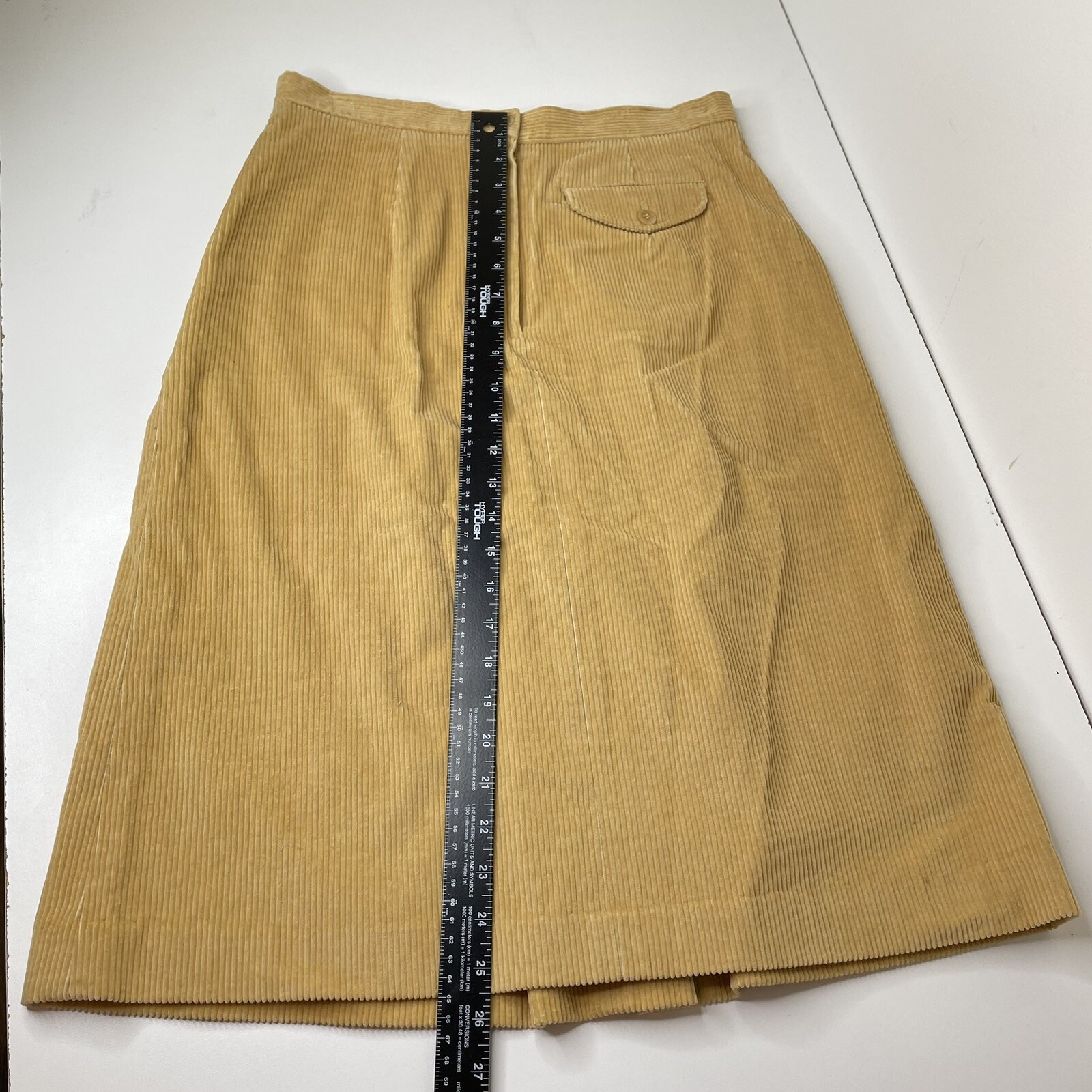 Vintage Picket & Post Corduroy A Line Skirt 14 Petite Pockets Beige Knee Japan