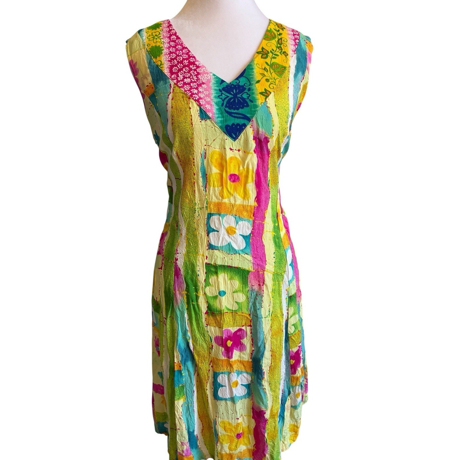 VTG Jams World Floral Dress XL Tropical Shift Relaxed Boho Casual Beach Resort
