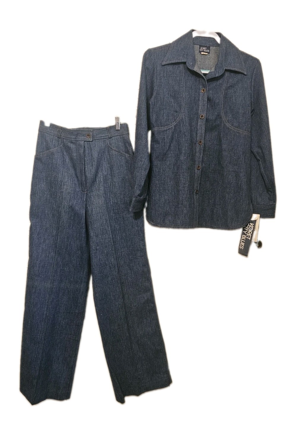 Vtg 70s Koret City Blues Denim Jacket Pants set NWT size 10 Disco Western